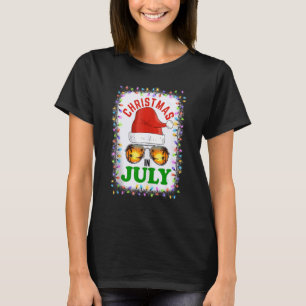 Christmas In July Santa Hat Sunglasses Summer Vaca T-Shirt