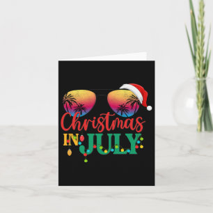 Christmas In July Santa Hat Sungles Beach Sunset S Card