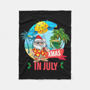 Christmas In July Santa Hat Xmas Fleece Blanket