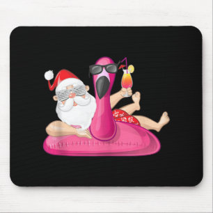Christmas in July Santa Hawaii Flamingo Summer Vac Mouse Pad