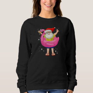 Christmas In July Santa Hawaii Sunglasses Flamingo Sweatshirt