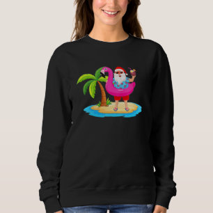 Christmas In July Santa Hawaii Sunglasses Flamingo Sweatshirt
