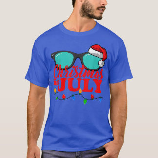 Christmas in July Santa hawaii Sunglasses Flamingo T-Shirt