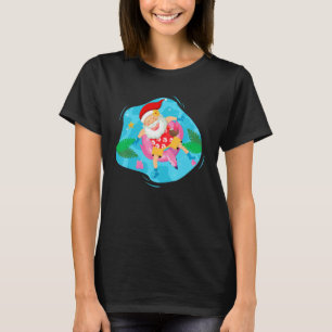 Christmas in July Santa Hawaiian flamingo Summer S T-Shirt