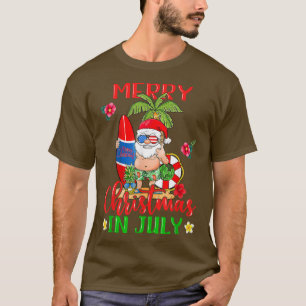 Christmas In July Santa Hawaiian Summer Beach Vaca T-Shirt