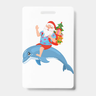 Christmas in July Santa Hawaiian Summer Surf Surfi Badge