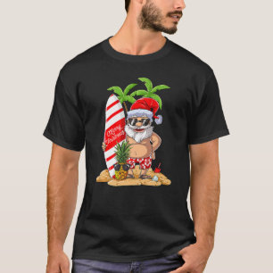 Christmas In July Santa Hawaiian Summer Surf Surfi T-Shirt