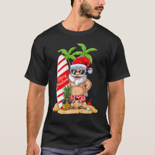 Christmas In July Santa Hawaiian Summer Surf Surfi T-Shirt