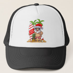 Christmas in July Santa Hawaiian Summer Surf Surfi Trucker Hat