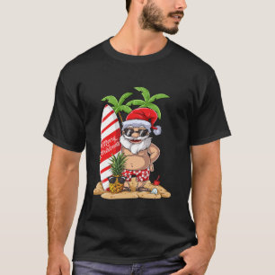 Christmas in July Santa Hawaiian Surfing Gifts Sum T-Shirt