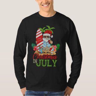 Christmas In July Santa Hawaiian Surfing Summer S T-Shirt