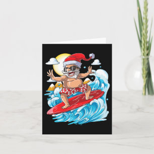 Christmas In July Santa Hawaiian Surfing Summer Su Card