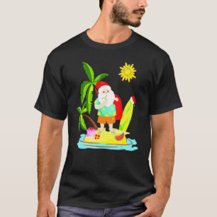 Christmas In July Santa Hawaiian Surfing Summer Su T-Shirt