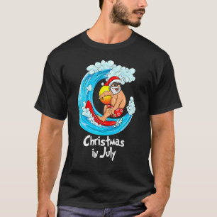 Christmas In July  Santa Hawaiian Surfing  Summer  T-Shirt