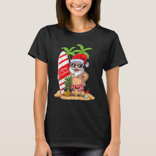 Christmas In July Santa Hawaiian Surfing T-Shirt