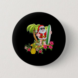 Christmas In July Santa Hawaiian Surfing T Shirt S 2 Inch Round Button