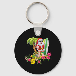 Christmas In July Santa Hawaiian Surfing T Shirt S Keychain
