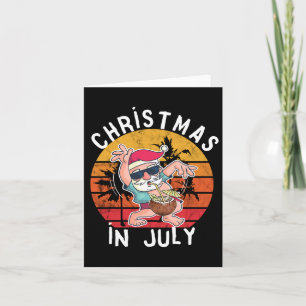 Christmas In July Santa Hawaiin Drink Sunset Funny Card
