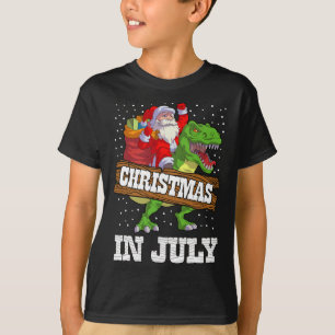 Christmas In July Santa Kids Boys Dinosaur T Rex S T-Shirt