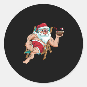 Christmas In July Santa On Beach Independence Day Classic Round Sticker