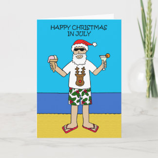Christmas in July Santa on the Beach Card