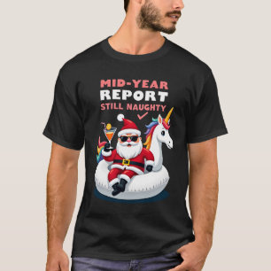 Christmas In July Santa on Unicorn Pool Float Stil T-Shirt