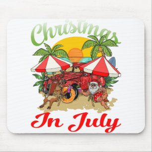 Christmas In July Santa Reindeer Mouse Pad
