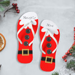Christmas in July Santa Suit Naughty or Nice Red Flip Flops<br><div class="desc">Do you wish it could be Christmas every day? Looking for a pair of flip flops that will bring a smile to your face? Tadah! Bright red Christmas Elf inspired design that you can change the text. Do you have naughty or nice feet? Happy Holidays!</div>