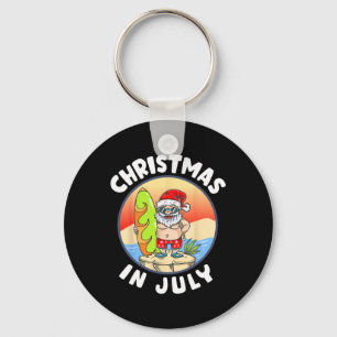 Christmas In July Santa Summer Beach Christmas In Keychain