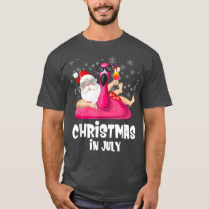 Christmas In July Santa Summer Flamingo Pool Float T-Shirt