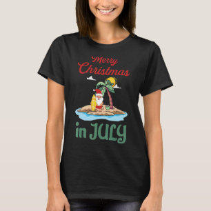 Christmas In July Santa Summer Vacation Beach Vint T-Shirt