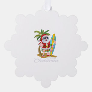 Christmas in July Santa Surf Hawaiian Men Summer Ornament Card
