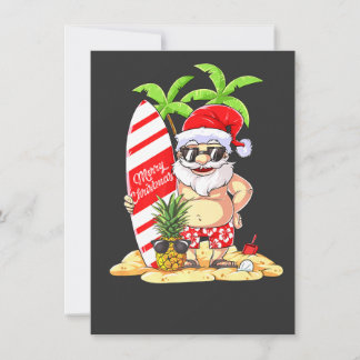 Christmas In July Santa Surf Hawaiian Men Summer S Invitation