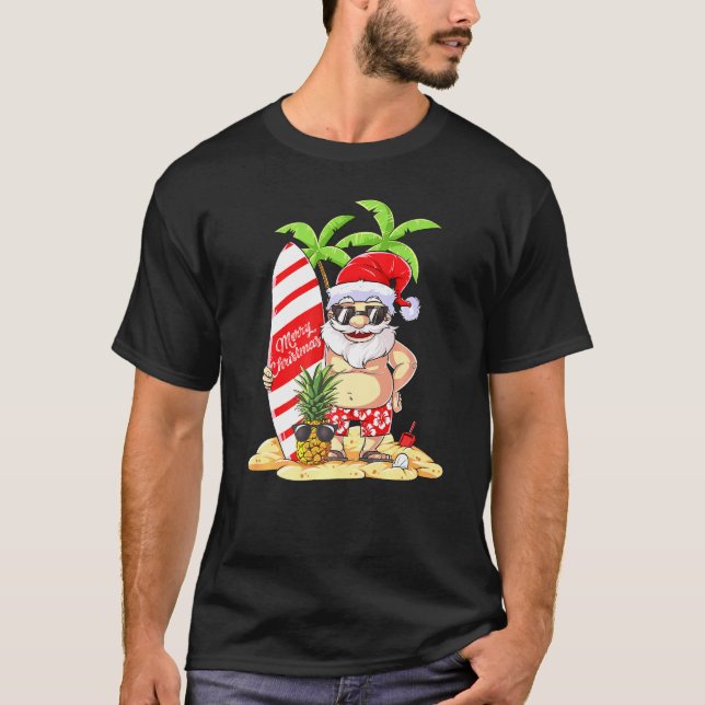 Christmas In July Santa Surf Hawaiian Men Summer S T-Shirt (Front)