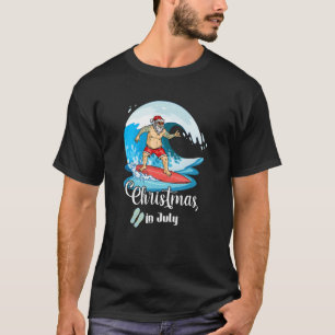 Christmas In July Santa Surf Summer Beach T-Shirt