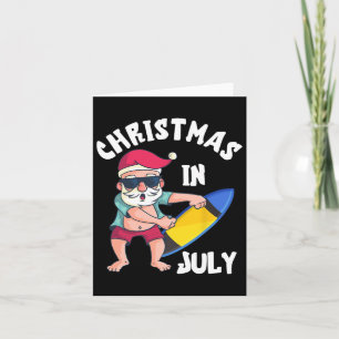 Christmas In July Santa Surfboard Summer Vacation Card