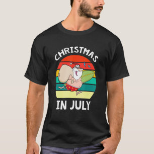 Christmas In July Santa Surfing Hawaiian Hello Sum T-Shirt