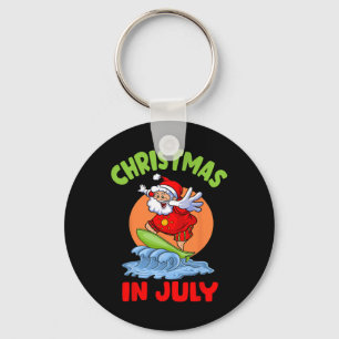 Christmas In July Santa Surfing Kids Toddler Hawai Keychain