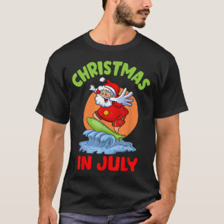 Christmas In July Santa Surfing Kids Toddler Hawai T-Shirt
