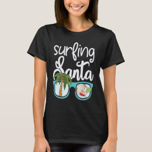 Christmas In July Santa Surfing Summer Beach T-Shirt