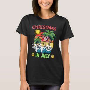 Christmas In July Santa Surfing Summer Beach Vaca T-Shirt