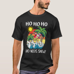 Christmas In July Santa Surfing Summer Beach Vaca T-Shirt