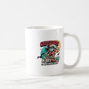 Christmas In July Santa Surfing Summer Beach Vacat Coffee Mug
