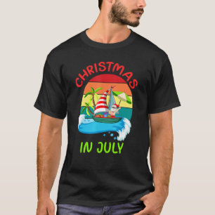 Christmas In July Santa Surfing Summer Beach Vacat T-Shirt