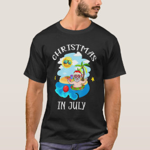 Christmas In July Santa Surfing Summer Beach Vacat T-Shirt