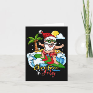 Christmas In July Santa Surfing Summer Vacation Card