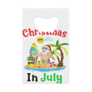 Christmas In July Santa Tie Dye Summer Surf Surfin Credit Card Bottle Opener