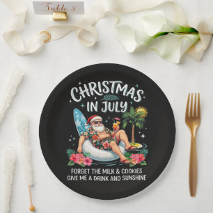 Christmas in July Santa Vacation Drink Paper Plate