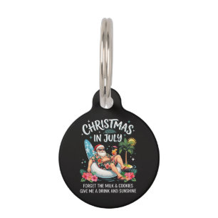 Christmas in July Santa Vacation Drink Pet Tag