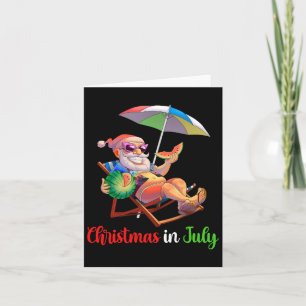 Christmas In July Santa Watermelon Tropical Hawaii Card